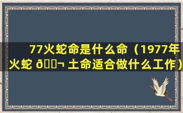 77火蛇命是什么命（1977年火蛇 🐬 土命适合做什么工作）